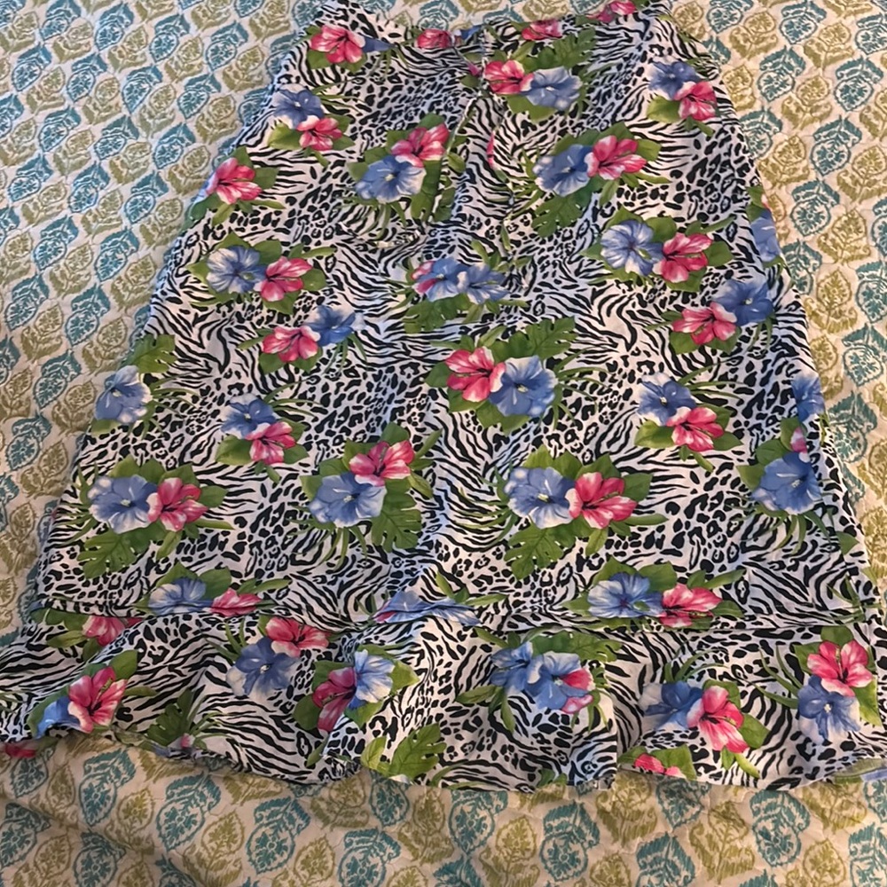 Floral and Zebra Print Skirt